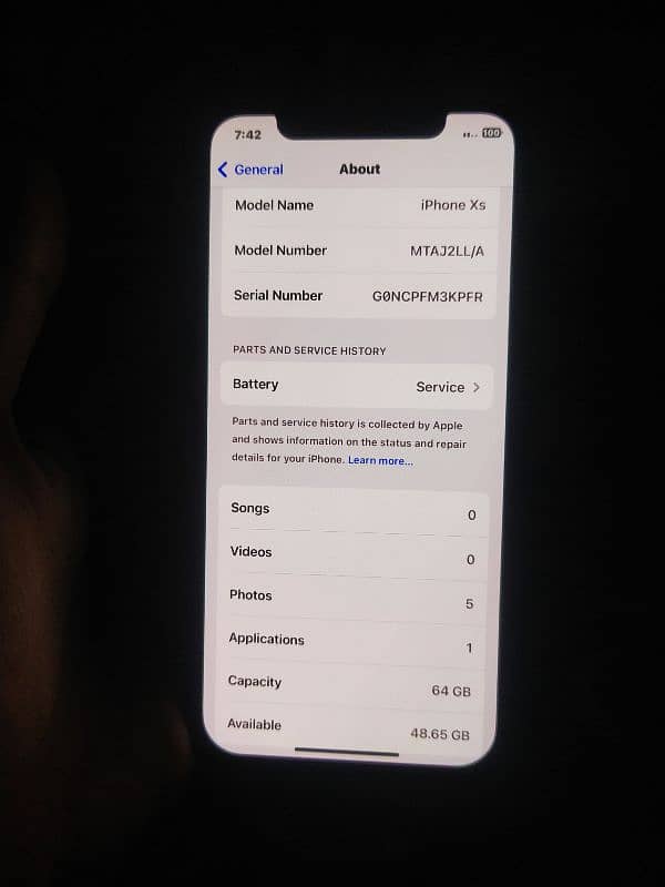 iphone xs 64 GB non pta battery health 71 2