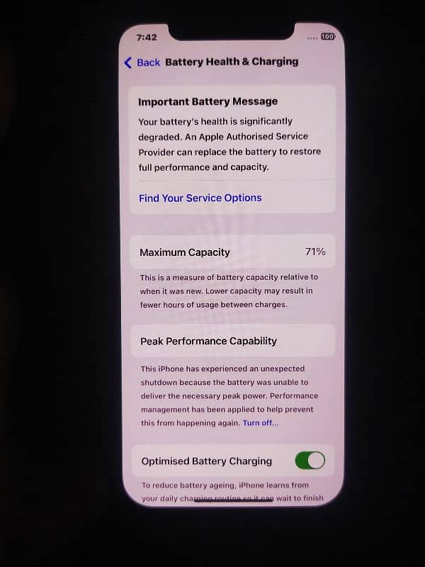 iphone xs 64 GB non pta battery health 71 3