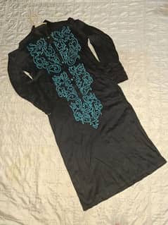 Black Cotton Silk Embroided Shirt