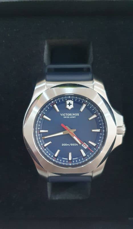 Victorinox Inox Watch. Blue Dial and Blue Rubber Strap 0