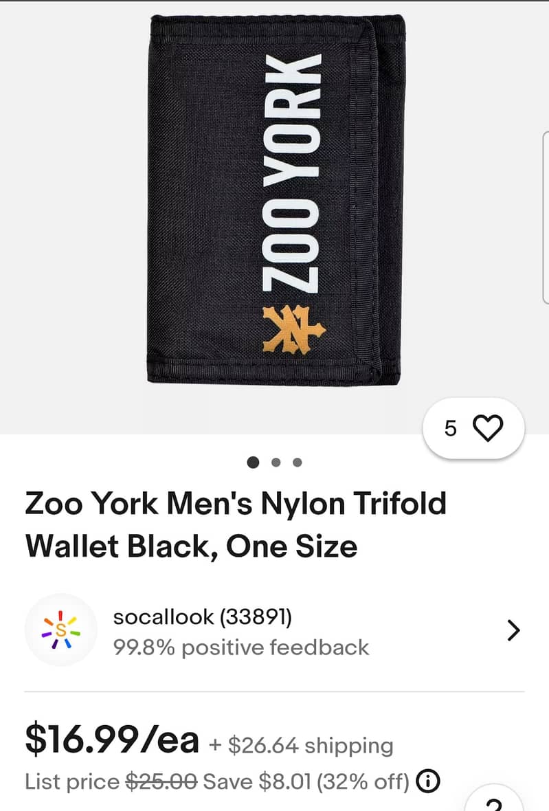 ZOO YORK Tri Fold Wallet (Nylon) 1