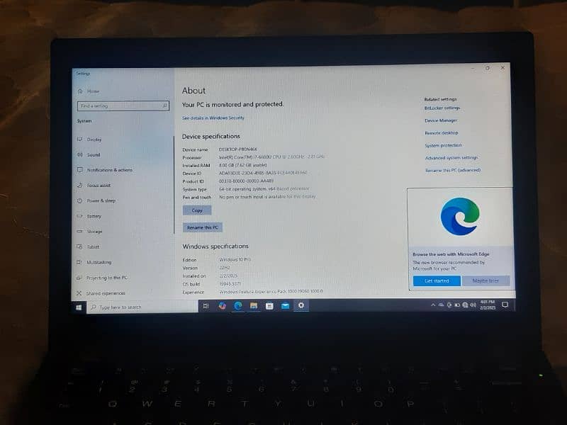 Lenovi thinkpad x270 core i7 6th generation 256gb nvme and 8 gb ram 5