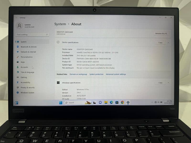 Lenovo Thinkpad T490 i5, 10th gen 7