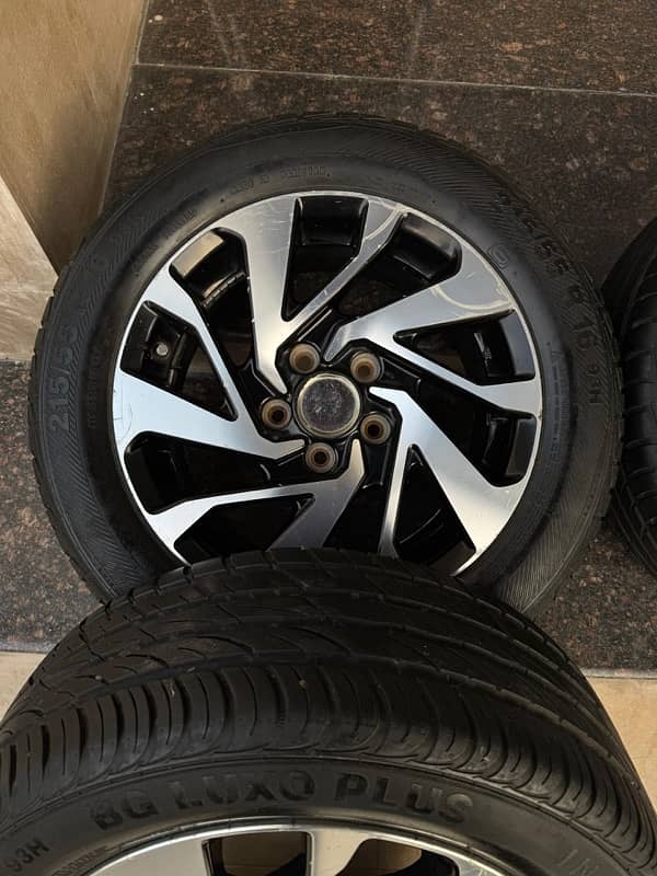 civic x 16” Alloy rims and tyers for sale 5