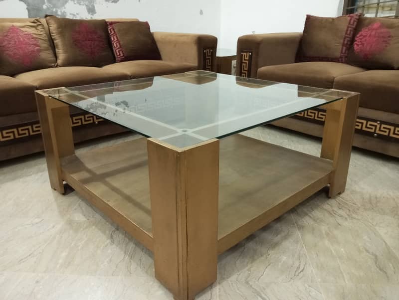 3 Center Tables Set with Heavy Glass, 1 in Just 15000/- 1