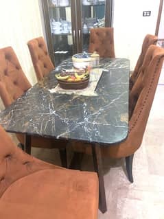 Marble Dining Table with solid chairs like new