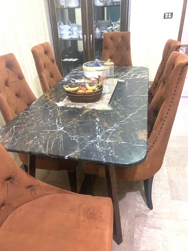 Marble Dining Table with solid chairs like new 0