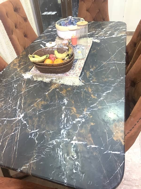 Marble Dining Table with solid chairs like new 1