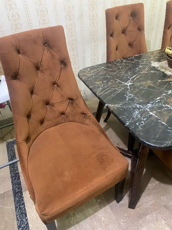 Marble Dining Table with solid chairs like new 2