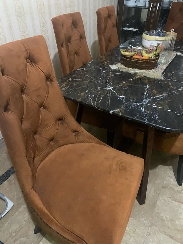 Marble Dining Table with solid chairs like new 3