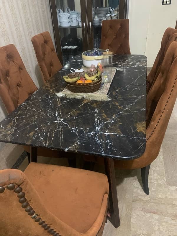 Marble Dining Table with solid chairs like new 4