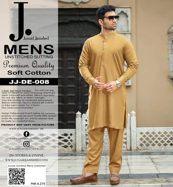 Men's Cotton Unstitched Suits Available 3