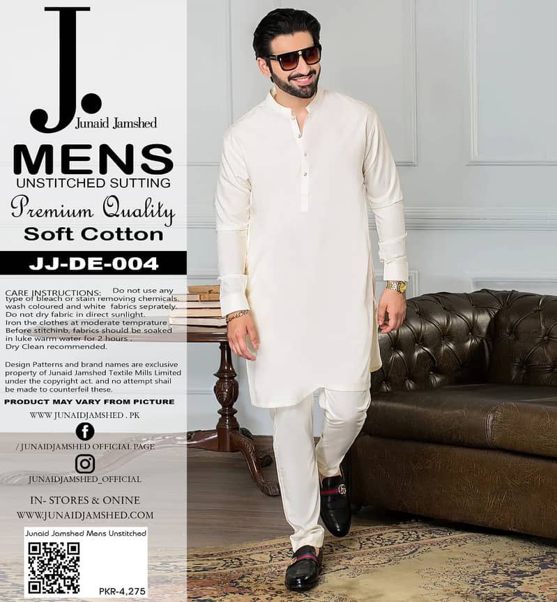 Men's Cotton Unstitched Suits Available 7