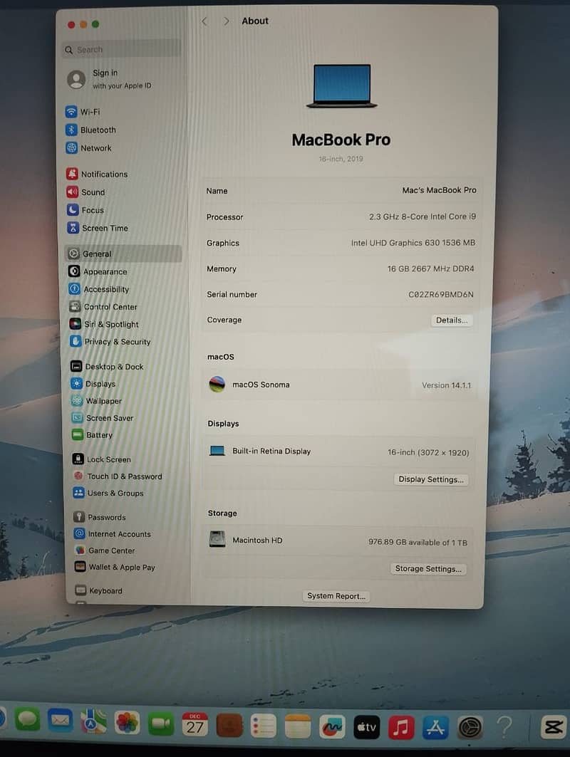 Macbook Pro 2019 i9 16GB 1TB 6