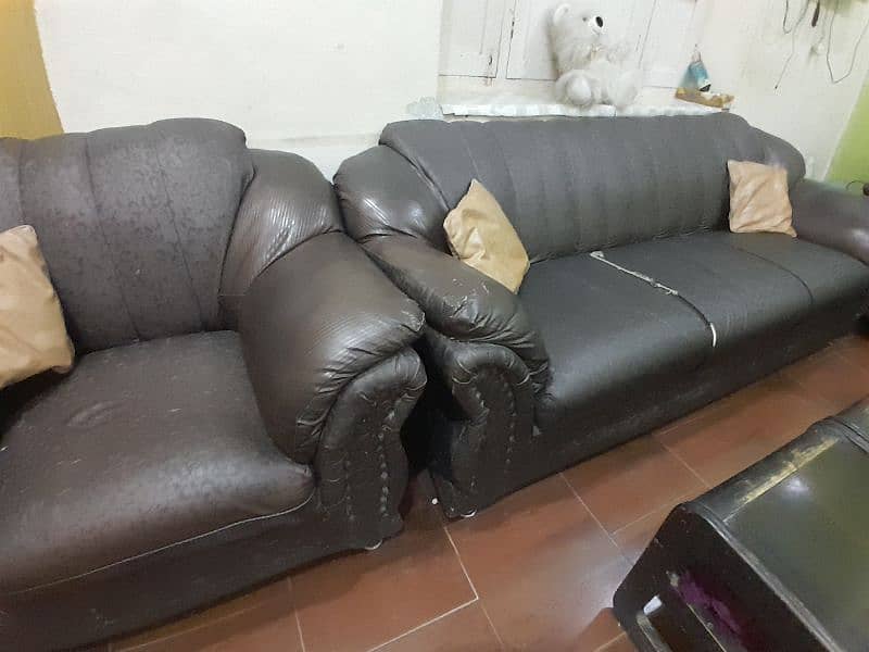 Leather brown  sofa set 0