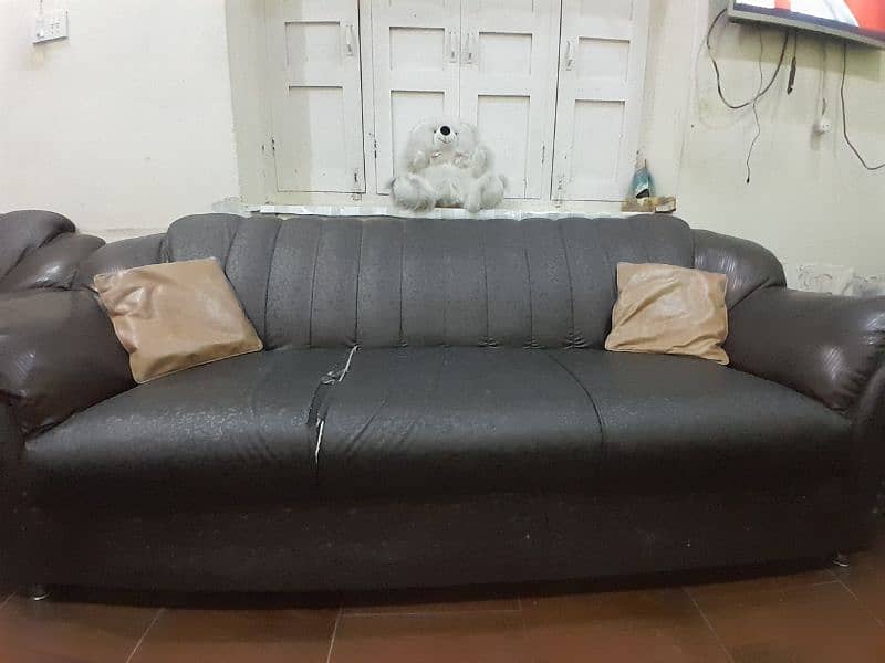 Leather brown  sofa set 1