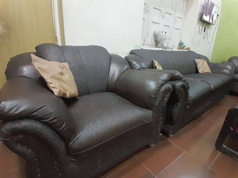 Leather brown  sofa set 2