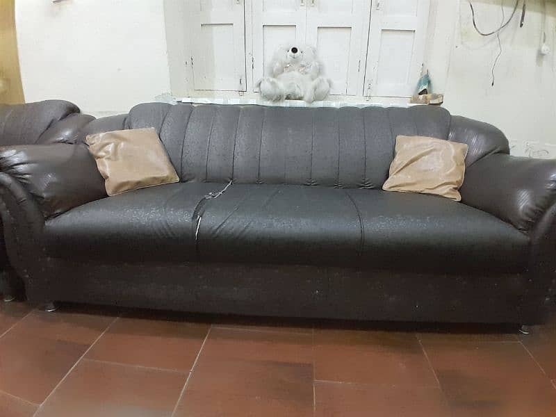 Leather brown  sofa set 4