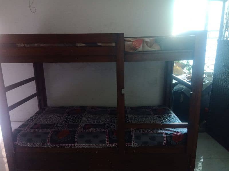 Double Bed/ Double story bed wooden 4