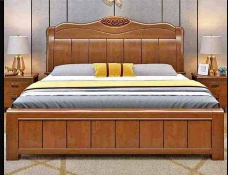 Solid Wooden bed set King size New glass polish 0