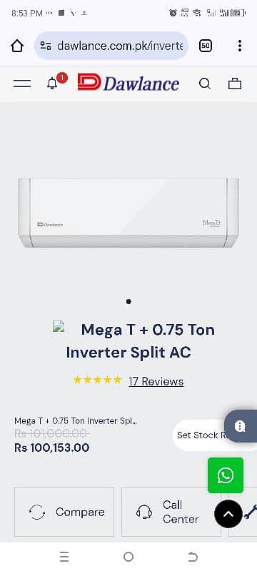 Dawalance 0.75 inverter ac just like brand new warranty available