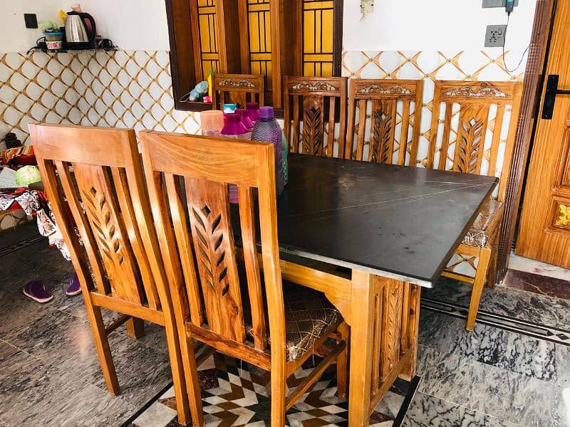 marble stone dining table with 6 chairs 0