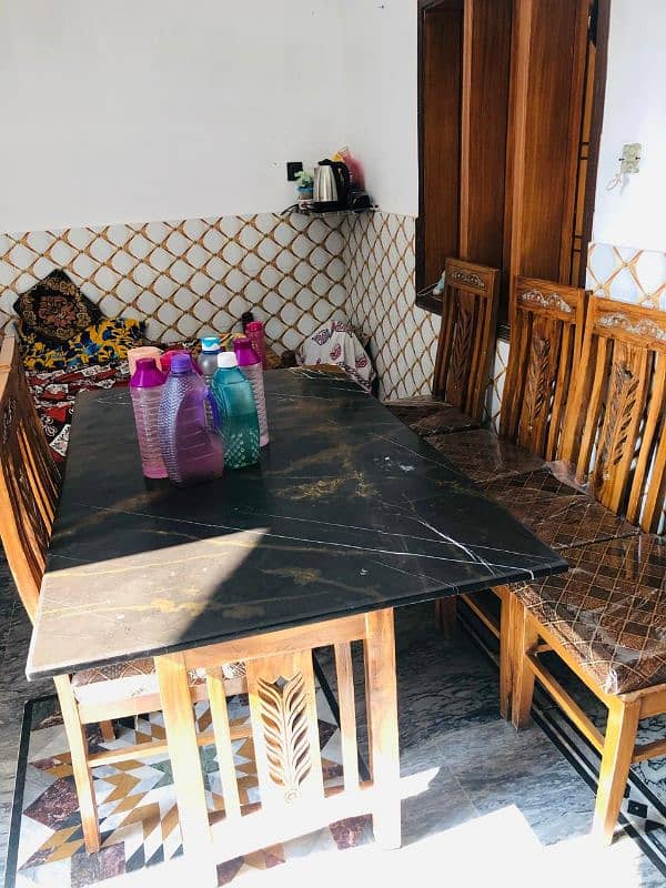 marble stone dining table with 6 chairs 2