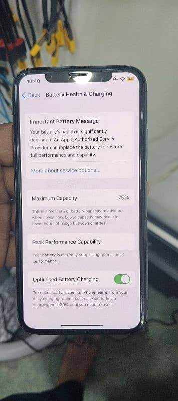 iphone X non pta 64 GB All okay but battery service 75/ health 7