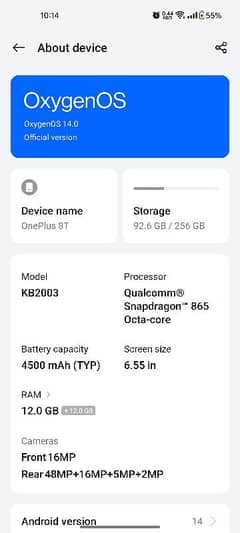 OnePlus 8T 12 256 USED Approved