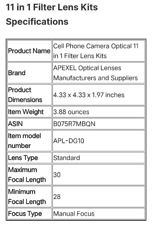 APEXEL 11 in 1 Mobile Lese kit 10