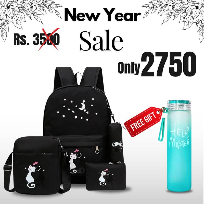 4 Pieces School & College Bag in Pakistan- Get Free Water Bottle Today 0