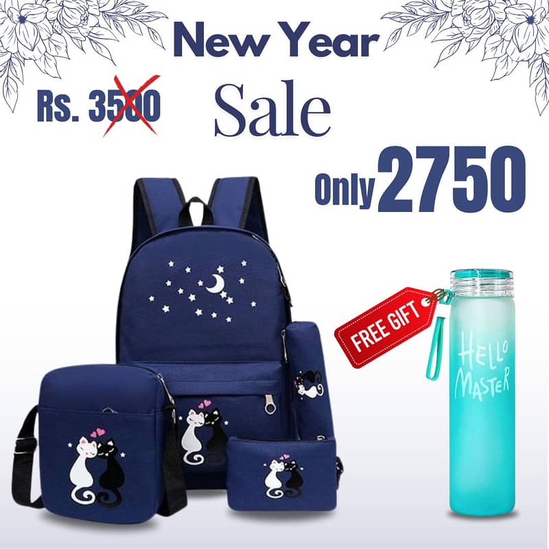 4 Pieces School & College Bag in Pakistan- Get Free Water Bottle Today 1