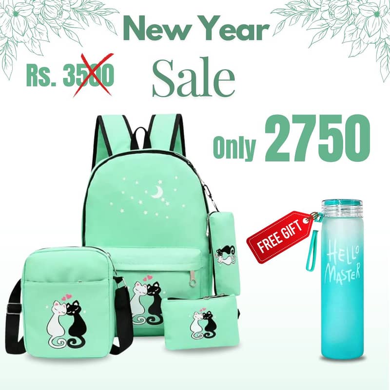 4 Pieces School & College Bag in Pakistan- Get Free Water Bottle Today 4