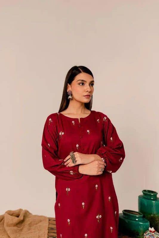 2 Pcs Women's Unstiched Dhanak Embroidered Suit | Sale!!! 1