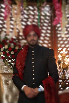 Branded Amir Adnan Sherwani with jamawar turban