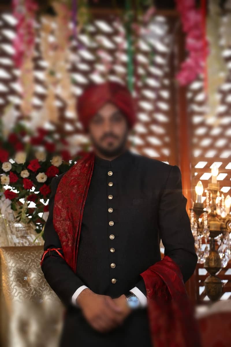 Branded Amir Adnan Sherwani with jamawar turban 0