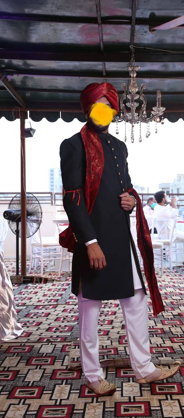 Branded Amir Adnan Sherwani with jamawar turban 1