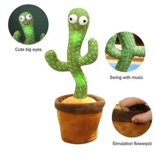 Rechargeable Dancing Cactus Toy with Hat | Interactive Singing & Talk 2