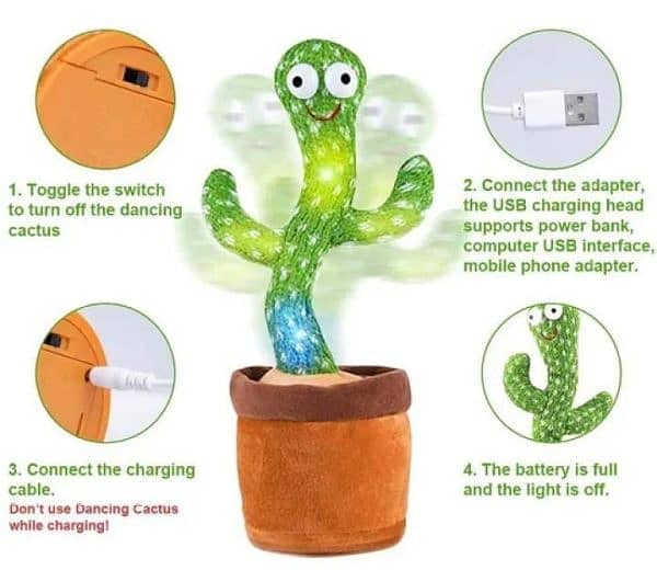 Rechargeable Dancing Cactus Toy with Hat | Interactive Singing & Talk 3