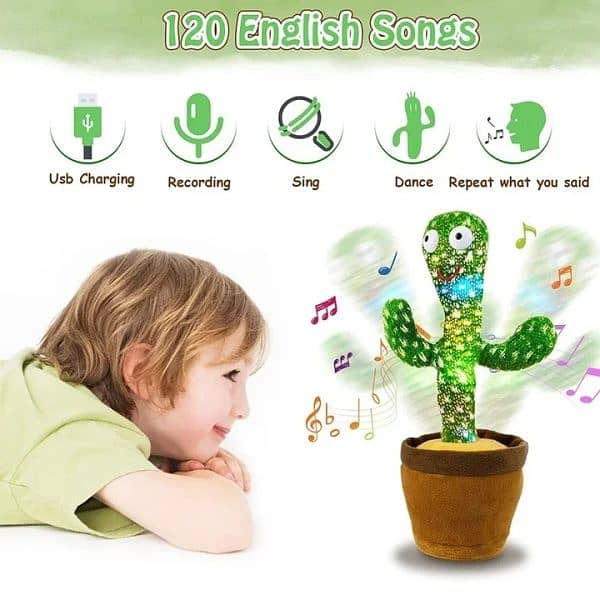 Rechargeable Dancing Cactus Toy with Hat | Interactive Singing & Talk 4