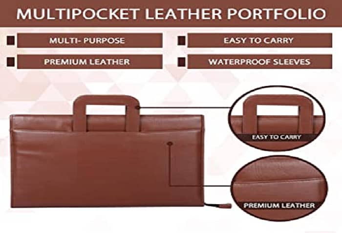 File Folder Lather Document Bag فائل فولڈر دستاویز کا بیگ (Imported) 4