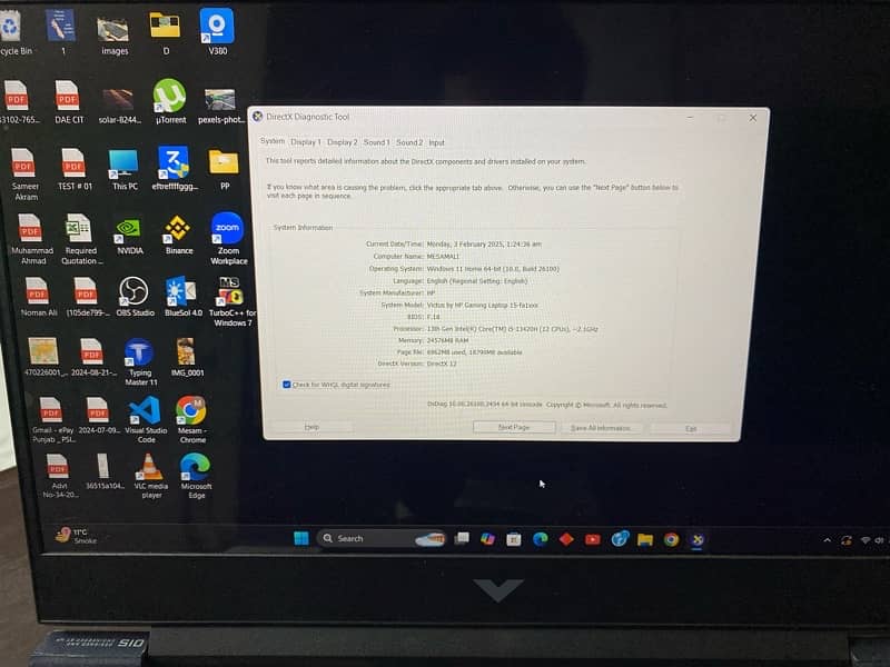 HP victus 15 i5 13th 6gb nvidia RTX 6