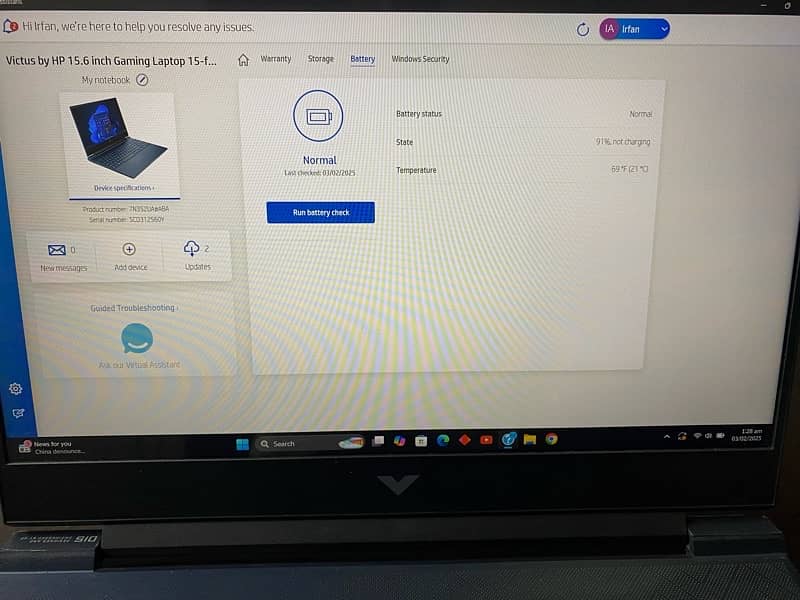 HP victus 15 i5 13th 6gb nvidia RTX 9