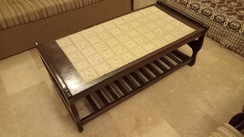 Teak Wood 5 Seater Sofa Set With Tables 2