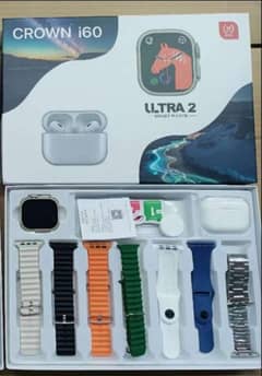 crown I 60 smart watch ultra 2 with earbuds and 7 straps