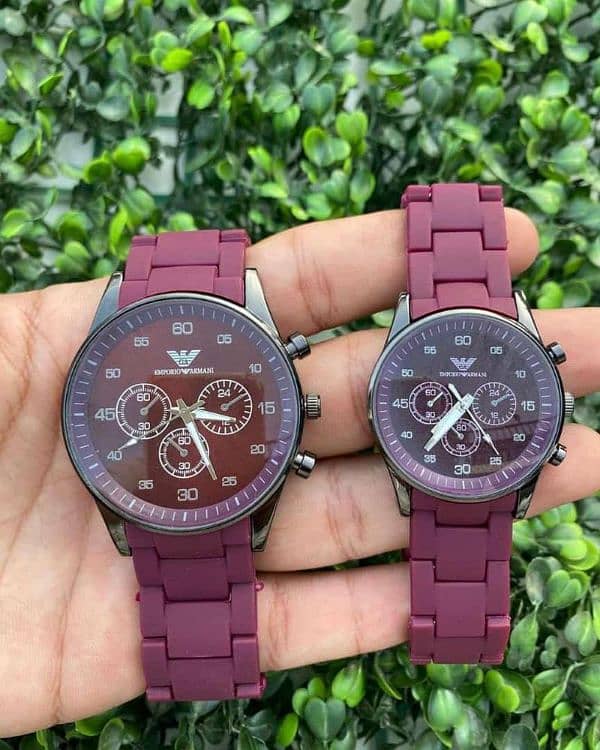 stylish unisex quartz chronograph watches - 2 Pcs set 1