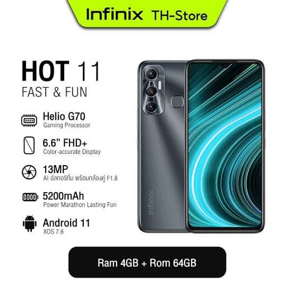 Infinix hot 11 4/64 pta approved no any fault 2