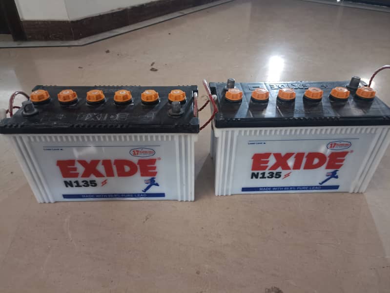 Used batteries Exide N135 17 plates 100Ah 0