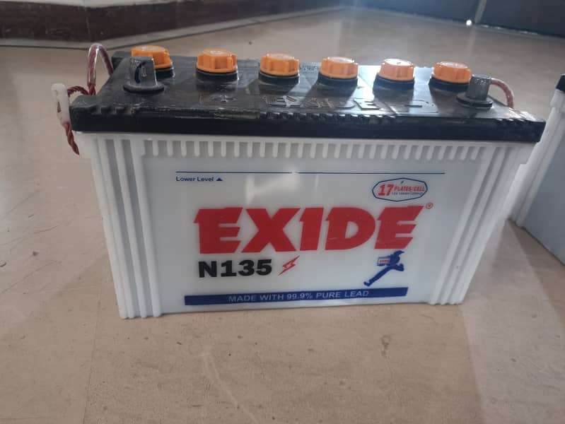 Used batteries Exide N135 17 plates 100Ah 2