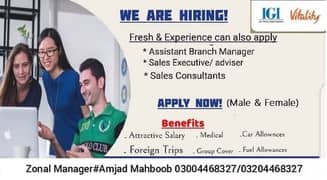 Hiring Assistant Branch Manager and Sales Executive